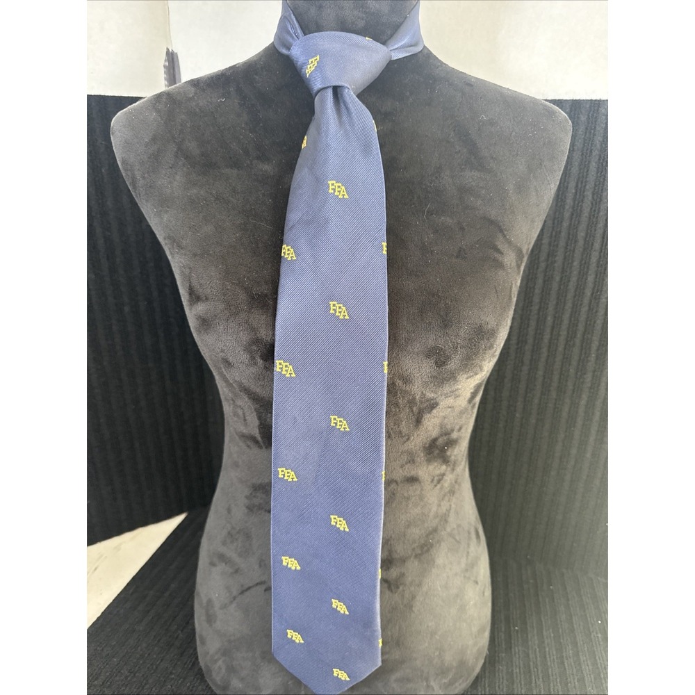 FFA Official Future Farmers of America Navy Blue Gold‎ Logo Embroidered Necktie